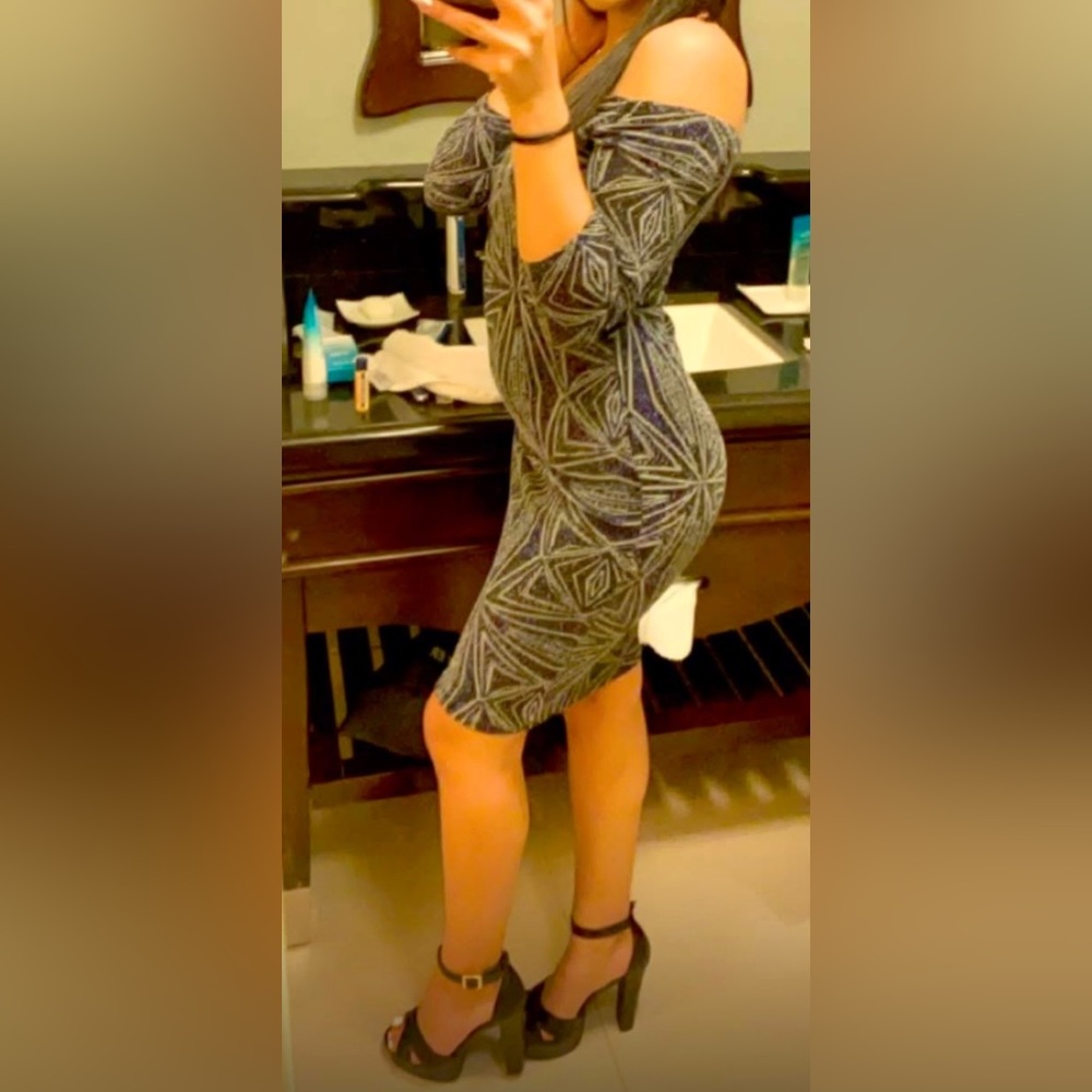 IRIS dress , Black, Silver & Blue. Small